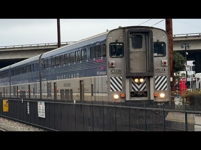 Amtrak Cabcar 6951 Train 785 arrived and departing at Old Town in San Diego.