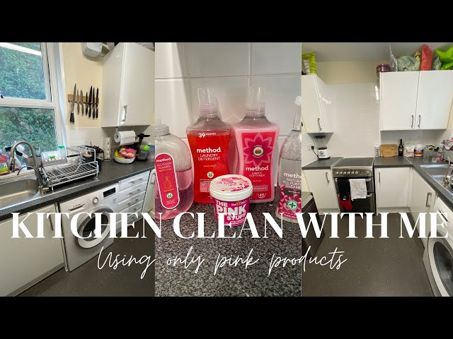 KITCHEN CLEAN USING ONLY 💕PINK💕 PRODUCTS | SATISFYING CLEAN