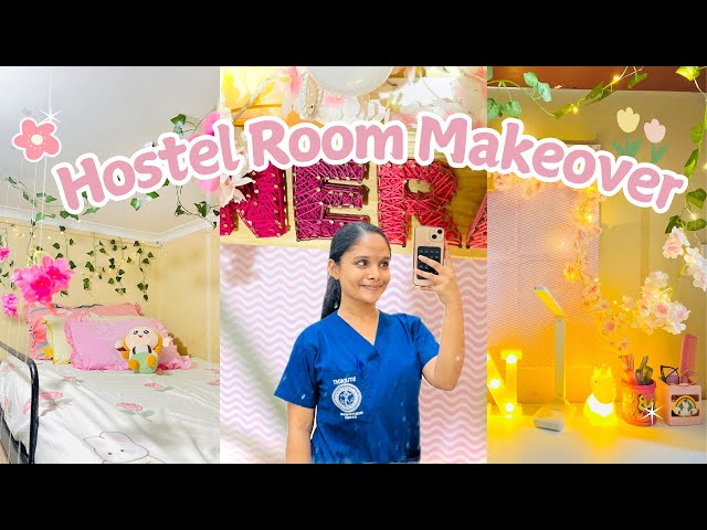 HOSTEL ROOM MAKEOVER 🧸🎀 Medical College Hostel Move in 👩🏻‍⚕️🏫 *pinterest inspired* 🌺🍃 Aesthetic 💌🕯️