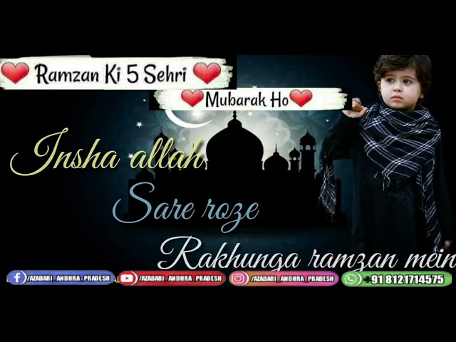 5th sehri mubarak status💞ramzan ki panchvi sehri mubarak💞5 roza mubarak💞5th sehri status