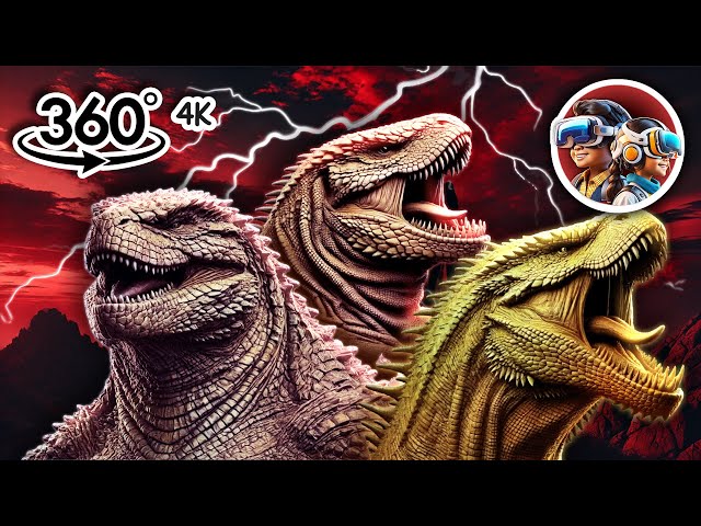 360 Godzilla EVOLUTION with Size Comparison | 360 video 4k