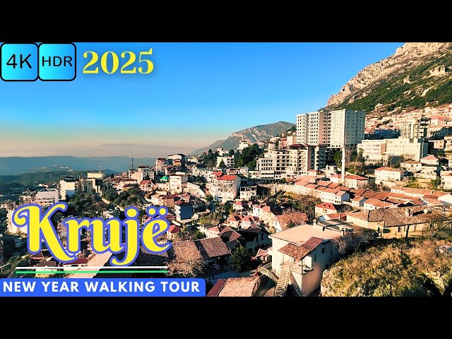 Krujë Castle New Year Eve Walking Tour Albania 🇦🇱 Walking Tour in 4K HDR  | 4K Albania 60fps