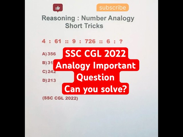 Q44:SSC CGL Analogy Questions Ever || 🤔😱| Reasoning 🔥| #ssc #ytshorts #shorts #short #shortvideo