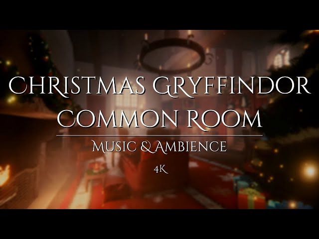 Christmas Gryffindor Common Room | Harry Potter Music & Ambience (4K)