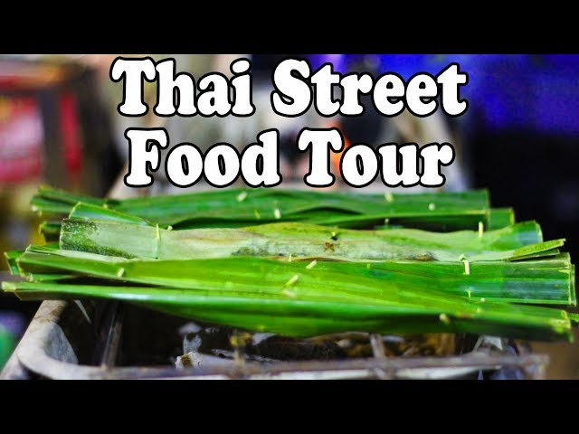 Street Food at a Night Market in Thailand. Thai Street Food Tour.