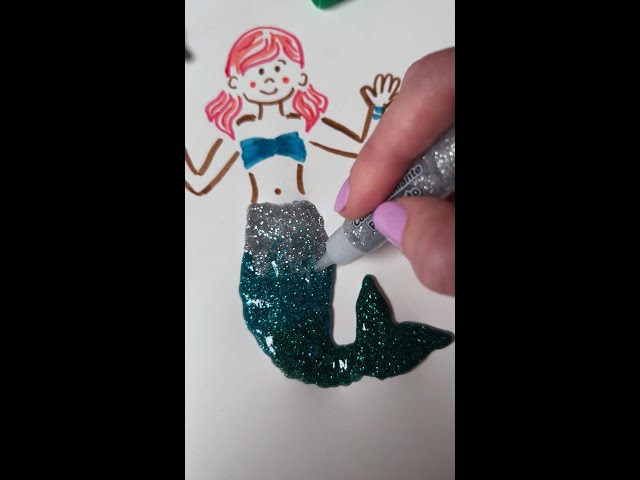 Glitter Glue Mermaid #crayola #drawing #glitter #color #mermaid #fun #shorts