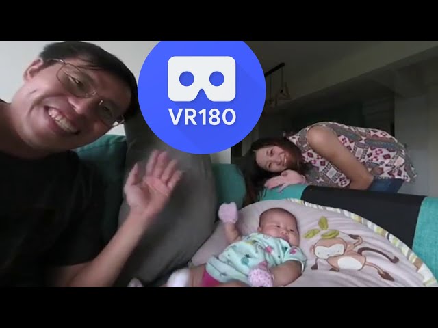 [VR180 5.7k] Baby Riley loves  sliding down by wiggling her butt | Vuze XR 180° 3D