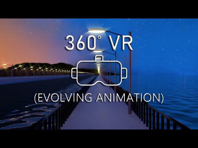 Bridge Over Water (with Setting Sun) - 360 VR (Evolving Animation)