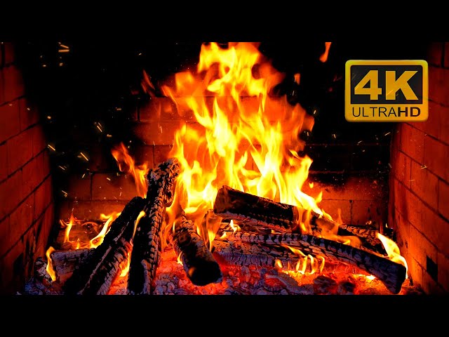 🔥 Cozy Fireplace 4K (12 HOURS). Fireplace with Crackling Fire Sounds. Fireplace Ambience