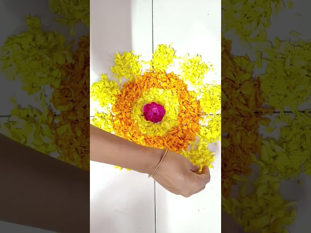 Flower rangoli 💕💕💕. #journeywithsirisha #flowerrangoli #telugu #shorts