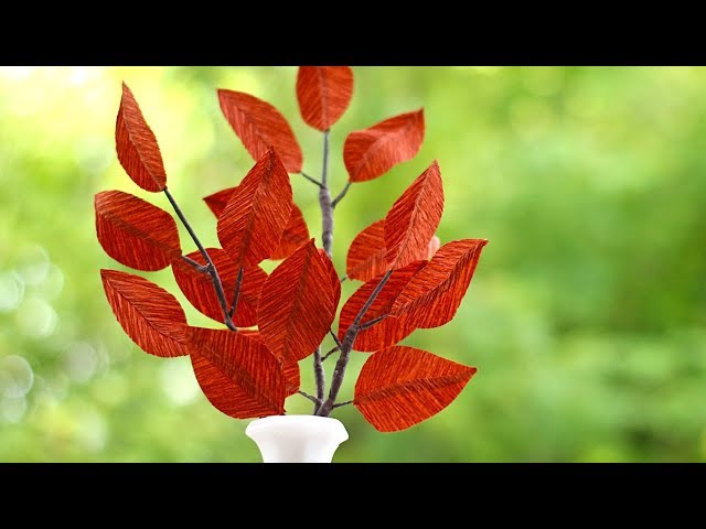 Crepe Paper Fall Leaf Branch Tutorial | DIY Fall crafts & Decor | Crepe Paper