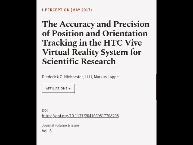 The Accuracy and Precision of Position and Orientation Tracking in the HTC Vive Virtu... | RTCL.TV