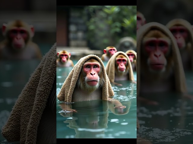 Chill Vibes Only: Monkey Spa Day with a Drink! 🐵🍾 #RelaxationMode