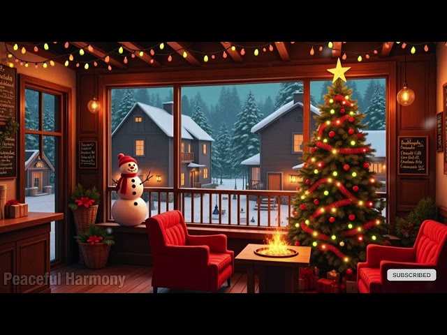 Cozy Winter Ambience with Smooth Jazz Background Music ⛄ Warm Jazz Music & Snowfall for Relax