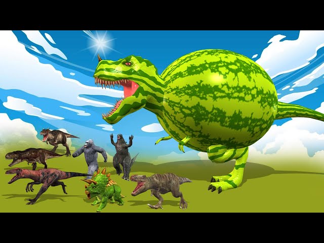 🔴LIVE :🦍🐍🐱‍🐉Evolution of Watermelon T-rex Magical adventure video || Wild Animals Epic Battle