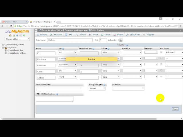 phpMyAdmin MySQL database - How to create table, insert data, set up foreign key