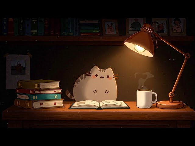 Late Night Study with Pusheen 📖💤 Smooth & Calm Lofi Night for Studying & Relaxing 🎵