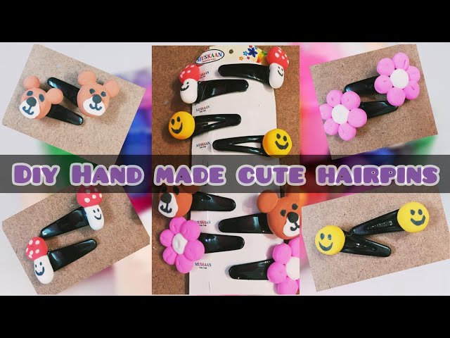 Hair Accessories Making at Home|Diy Clay Craft|Handmade Hairpins|How to Make Hairclips with clay|