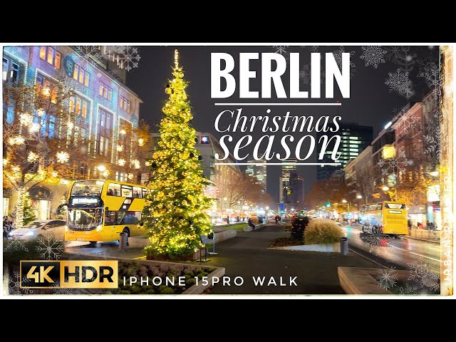 Berlin, Germany - Christmas Season 🎄 4K HDR - iPhone 15 Pro | KuDamm Winter Walk & First Snow ❄️