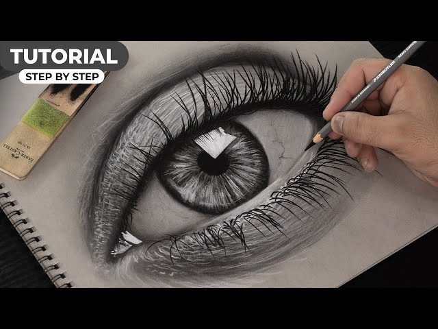 Drawing EYE with Charcoal - Step by step