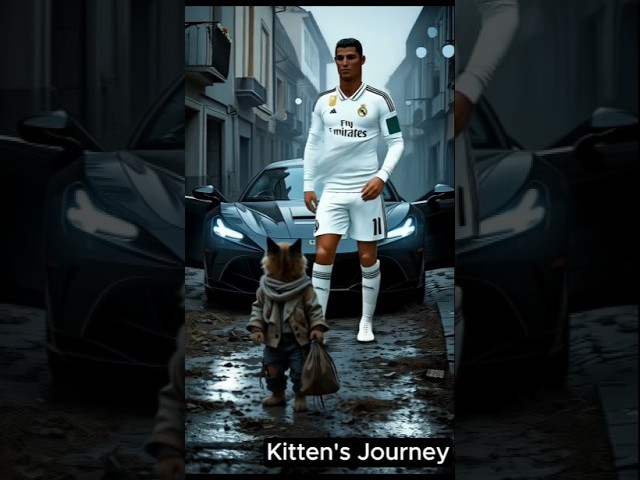 Ronaldo and Real Madrid player make kitten happy || Kitten's Journey