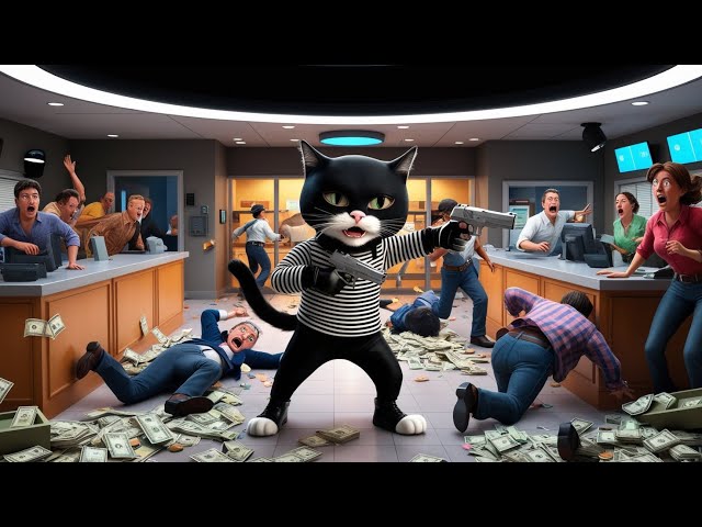 The cat failed the bank robbery #cat #cute #funny #catcartoon #catlover #kitty @PawUniversalAi