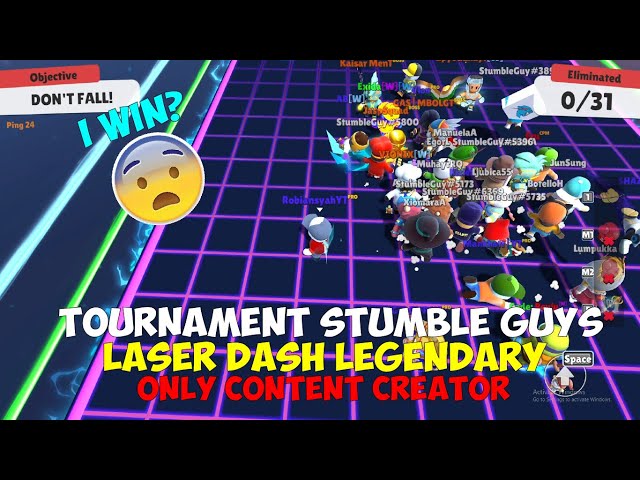 STUMBLE GUYS TOURNAMENT CONTENT CREATOR IN LASER DASH LEGENDARY 😱I WIN SECOND PLACE 🥈