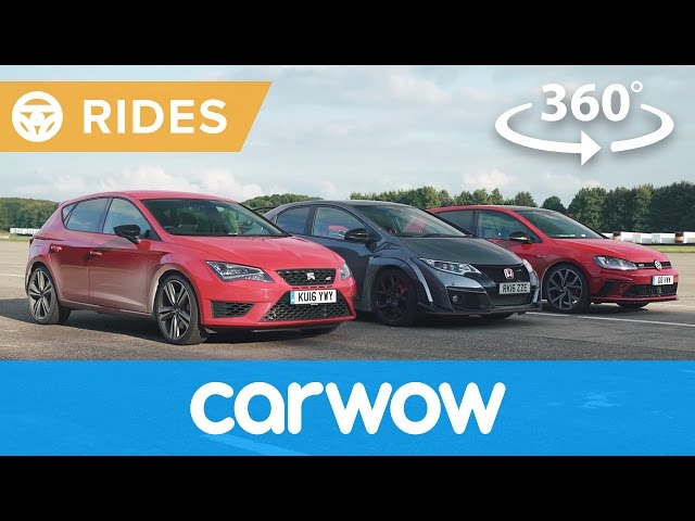 VW Golf GTI Clubsport vs Seat Leon Cupra 290 vs Honda Civic Type R 360 Drag Race | Passenger Rides