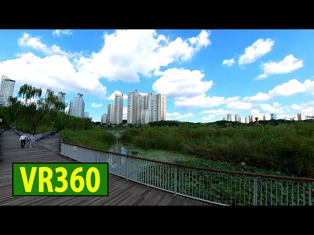 korea city travel VR 360도 영상 5.7K / 구름 좋은날  광교호수공원 산책로 - 2021-09-03