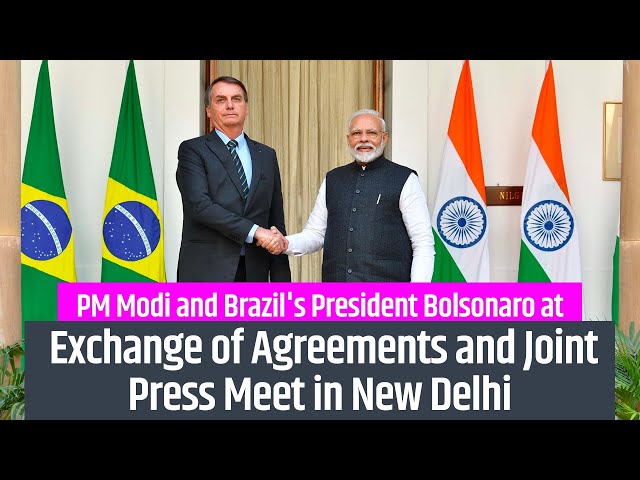 PM Modi and Brazil's President Bolsonaro at Exchange of Agreements and Joint Press Meet in New Delhi