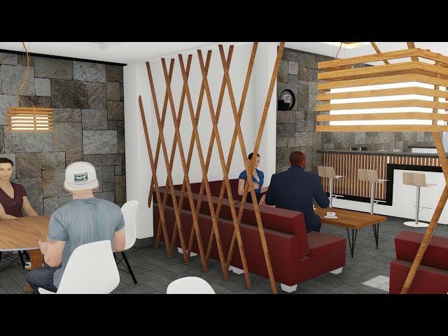 Café Interior and Exterior Render // how to make Coffee Shop // VR 4K Video