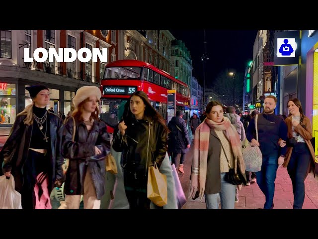 London Night Walk 🇬🇧 OXFORD STREET: Selfridges, Oxford Circus to TCR | London Walking tour [4K HDR]