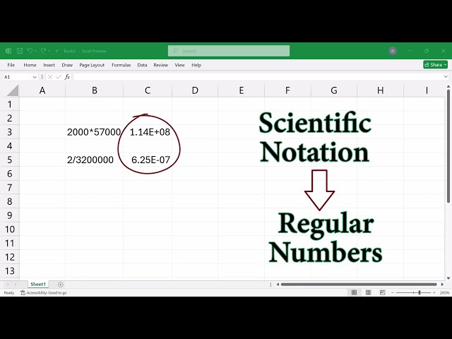 Excel-Scientific Notation to Regular Numbers | E+08 & E-07