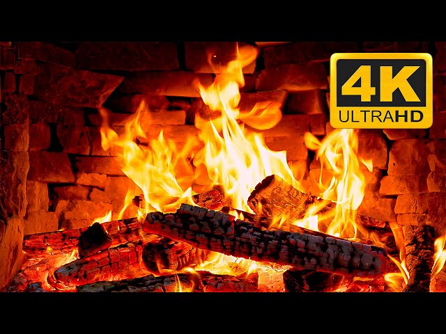 4K UHD Fireplace TV Screensaver Make Your Home Cozy | Christmas Fireplace with Crackling Fire Sounds