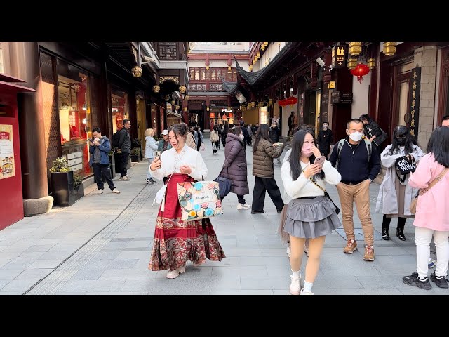 🇨🇳 SHANGHAI WALKING TOUR, YU GARDEN, CHINESE STREET FOOD, SHANGHAI TOURIST ATTRACTIONS, 4K HDR