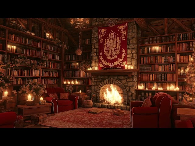 Cozy Wizarding Common Room Ambience | Fireplace Crackling & Candlelight