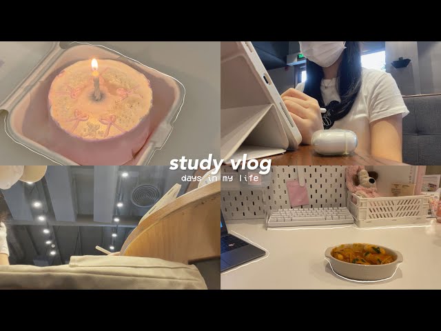 study vlog 📁: productive days, celebratory cake, desk makeover, cafe hopping, good eats, going out