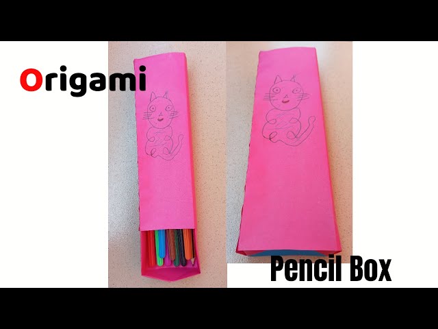 DIY Origami Pencil Case | How to make an Origami Paper Pencil Box | Easy way to Draw a Pussycat