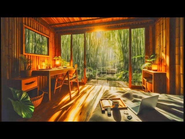 11 Hours Relaxing Sleep Music with Rain Sounds - Peaceful Music in the Warm Bedroom, Stress Relief