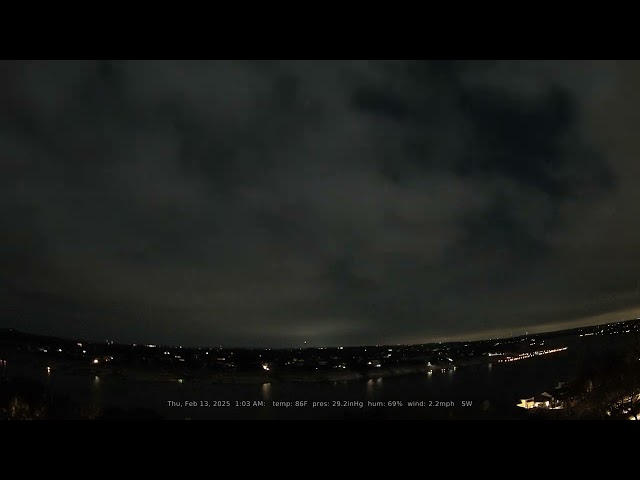 02/13/2025: Nightlapse: Lake Travis, Texas (Austin, TX): 4K, 60fps Daily Timelapse Video