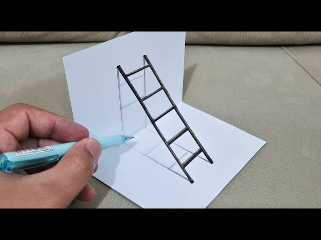 very easy 3d drawing stairs on paper for beginners