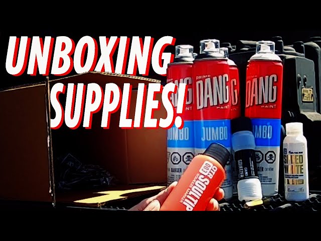 Unboxing 14 NEW Mystery GRAFFITI SUPPLIES at the Train Yard!