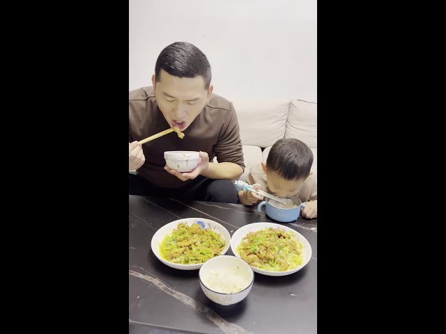 Dad doesn't like this dish  my mother and I eat it.# naughty little guy# human cub# adorable baby