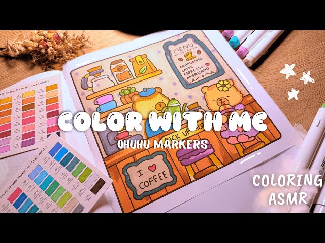 Color with me ASMR 🌸☕️ Little Corner | Coco Wyo Coloring Book | Ohuhu Markers (no music, no talking)