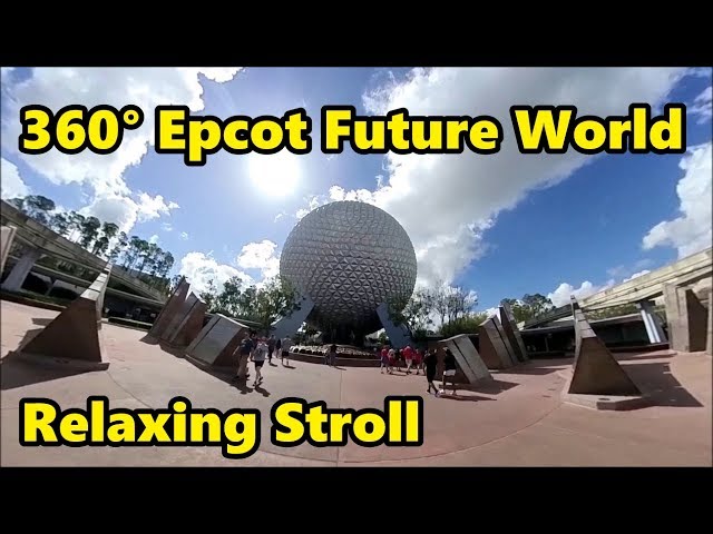 360° 4K Epcot Future World Relaxing Stroll | Walt Disney World