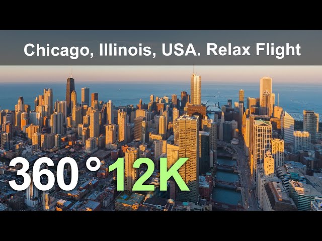 Chicago, Illinois USA. City Relaxation. Aerial 360 video in 12K.