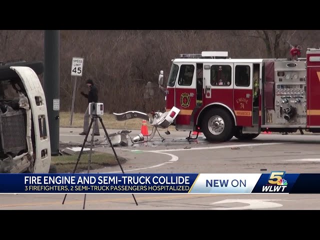 5 transported to the hospital after fire engine collides with semi-truck in West Chester Township