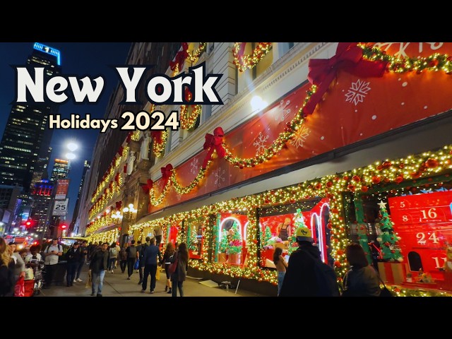 4k NYC Christmas Walk | Macy’s Holiday Windows Sneak Peak 2024 to Bryant Park Holiday Market