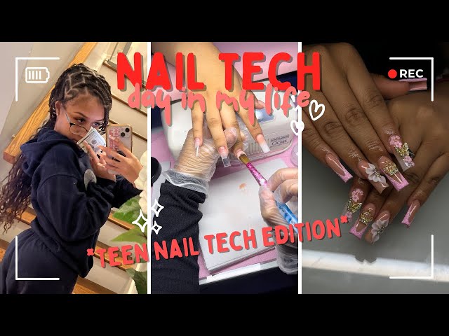 Day in the life of a teen nail tech (5 client nail day)