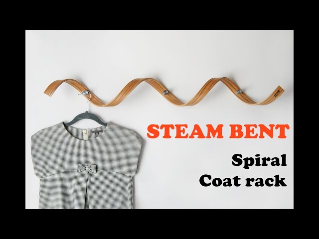 Steam bending wood spiral entryway coat rack organizer - DIY woodworking